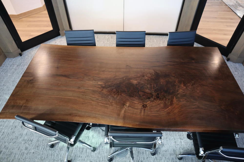 Redpoint Woodworks A One-of-a-Kind Conference Table Made From a Unique Walnut Slab