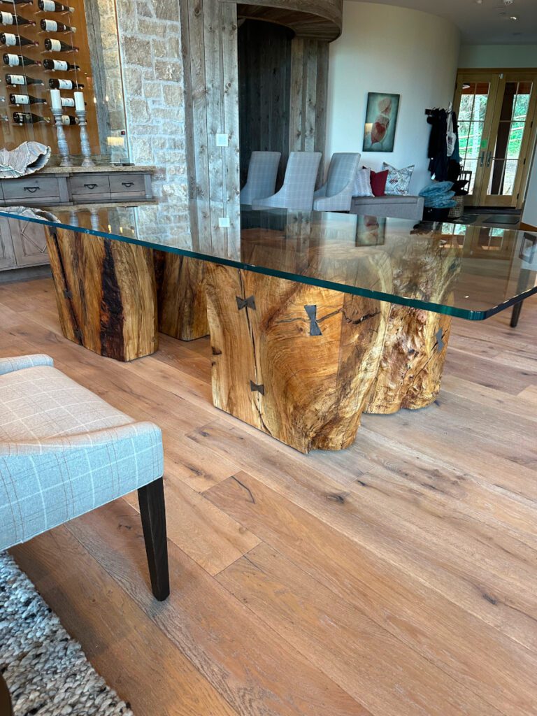 Redpoint Woodworks A Client’s Glass Top Table With Maple Legs That Almost Never Happened 